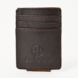 BAR H EQUINE Hand-Tooled Genuine Leather Money Clip Wallet Floral Carved | Western Style Card & Cash Holder