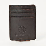 BAR H EQUINE Hand-Tooled Genuine Leather Money Clip Wallet Floral Carved | Western Style Card & Cash Holder