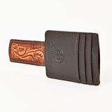 BAR H EQUINE Hand-Tooled Genuine Leather Money Clip Wallet Floral Carved | Western Style Card & Cash Holder