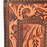BAR H EQUINE Hand-Tooled Genuine Leather Money Clip Wallet Floral Carved | Western Style Card & Cash Holder