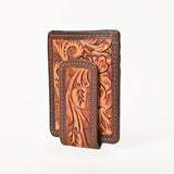 BAR H EQUINE Hand-Tooled Floral Carved Western Genuine Leather Money Clip Wallet - Uhorse