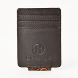 BAR H EQUINE Hand-Tooled Genuine Leather Money Clip Wallet Floral Carved | Western Style Card & Cash Holder