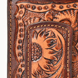 BAR H EQUINE Hand-Tooled Genuine Leather Money Clip Wallet Floral Carved | Western Style Card & Cash Holder