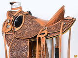 Hilason Western Horse Saddle Wade Ranch Roping American Leather Tan