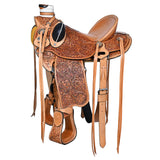 15 In Hilason Western Horse Saddle Wade Ranch Roping American Leather Tan - Uhorse
