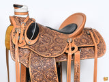 Hilason Western Horse Saddle Wade Ranch Roping American Leather Tan