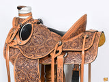 Hilason Western Horse Saddle Wade Ranch Roping American Leather Tan