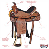 HILASON Western Horse Floral Ranch Roping American Leather Saddle Brown
