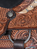 HILASON Western Horse Floral Ranch Roping American Leather Saddle Brown