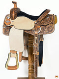 16 In HILASON Western Horse Floral Ranch Roping American Leather Tack Set Saddle