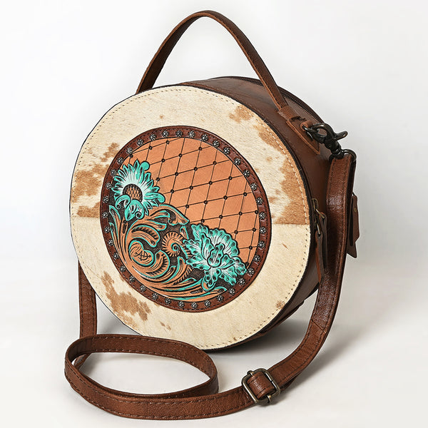 American Darling Canteen Hand Tooled Hair On Genuine Leather women bag western handbag purse - Uhorse