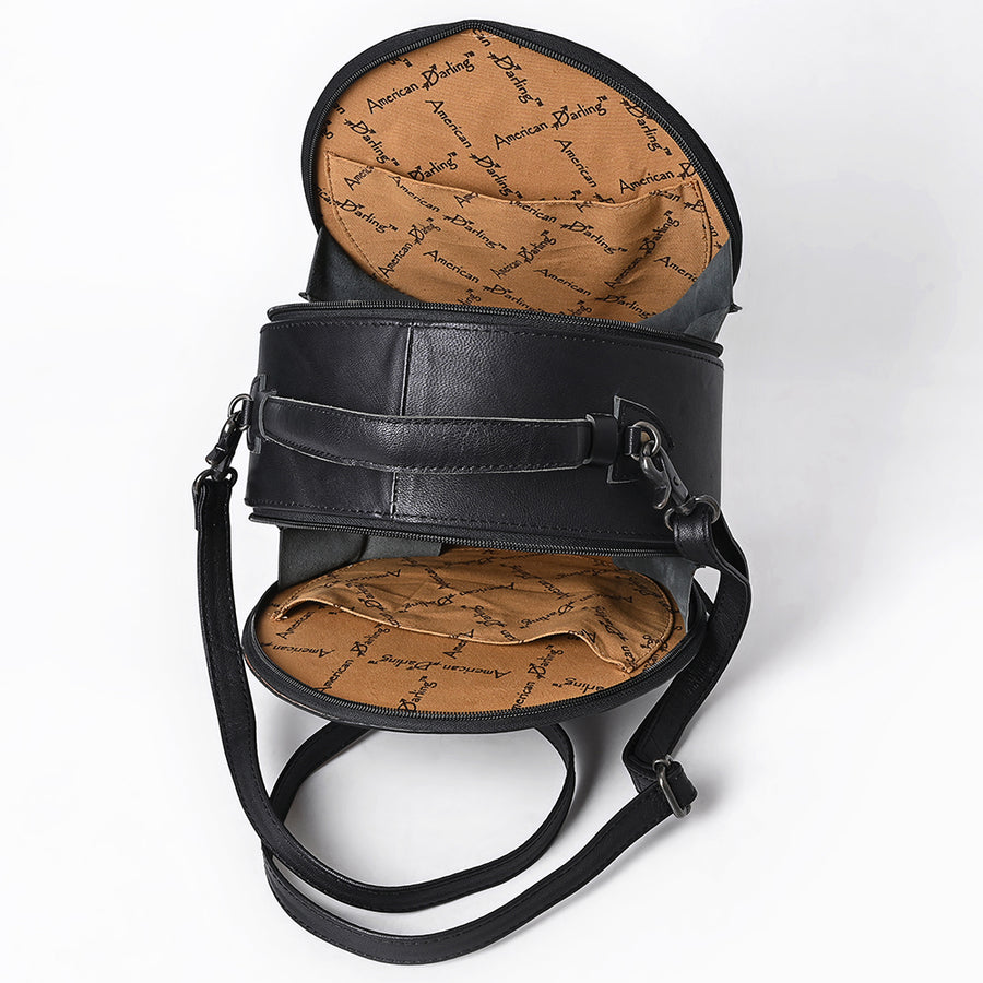 American Darling Canteen Hand Tooled Crocodile Embossed Genuine Leather Western Women Bag Handbag Purse | Cute
