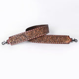 48 In American Darling Gorgeous Floral Hand Carved Genuine Leather Bag Strap With Flower Hand Tooled Design Brown Adbt147B