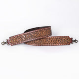 48 In American Darling Gorgeous Floral Hand Carved Genuine Leather Bag Strap With Flower Hand Tooled Design Brown Adbt147C
