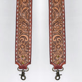 48 In American Darling Gorgeous Floral Hand Carved Genuine Leather Bag Strap With Flower Hand Tooled Design Brown Adbt147C