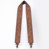 48 In American Darling Gorgeous Floral Hand Carved Genuine Leather Bag Strap With Flower Hand Tooled Design Brown Adbt147C