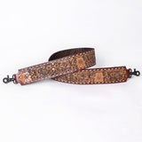 48 In American Darling Gorgeous Floral Hand Carved Genuine Leather Bag Strap With Flower Hand Tooled Design Brown Adbt147D