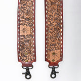 48 In American Darling Gorgeous Floral Hand Carved Genuine Leather Bag Strap With Flower Hand Tooled Design Brown Adbt147D