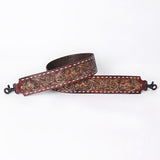 48 In American Darling Gorgeous Floral Hand Carved Genuine Leather Bag Strap With Flower Hand Tooled Design Brown Adbt147E