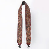 48 In American Darling Gorgeous Floral Hand Carved Genuine Leather Bag Strap With Flower Hand Tooled Design Brown Adbt147E