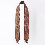 48 In American Darling Gorgeous Floral Hand Carved Genuine Leather Bag Strap With Flower Hand Tooled Design Brown - Uhorse