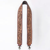 48 In American Darling Gorgeous Floral Hand Carved Genuine Leather Bag Strap With Flower Hand Tooled Design Brown Adbt147F