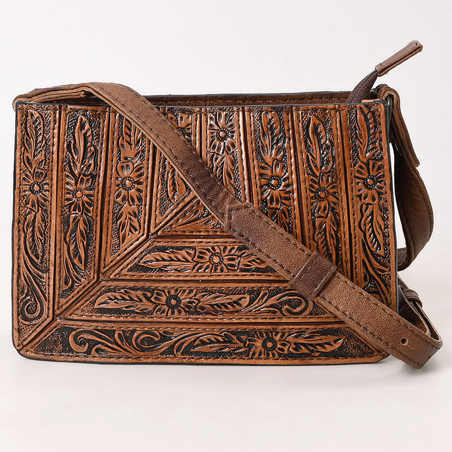 American Darling Hand-Tooled Small Cross Body Bag Genuine Leather Floral Carved Design with Premium Craftsmanship and Everyday Functionality
