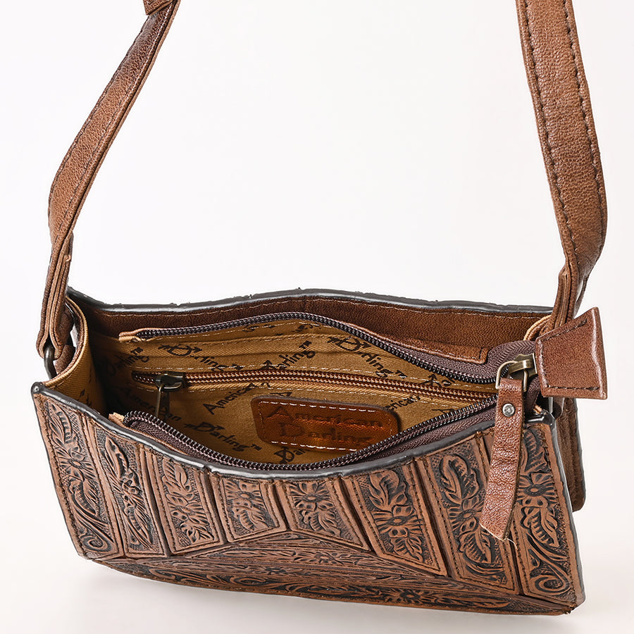 American Darling Hand-Tooled Small Cross Body Bag Genuine Leather Floral Carved Design with Premium Craftsmanship and Everyday Functionality