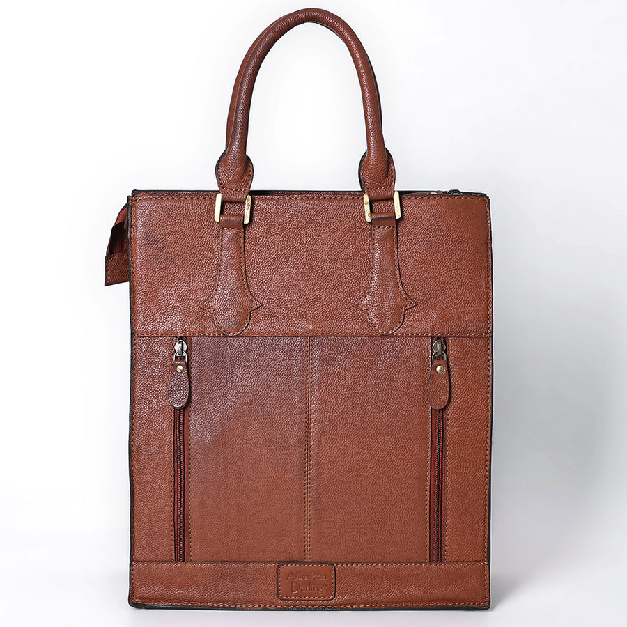 American Darling Hand Tooled Floral Carved Vegetable-Tanned Full Grain Genuine Leather Tote Bag with YKK Zipper