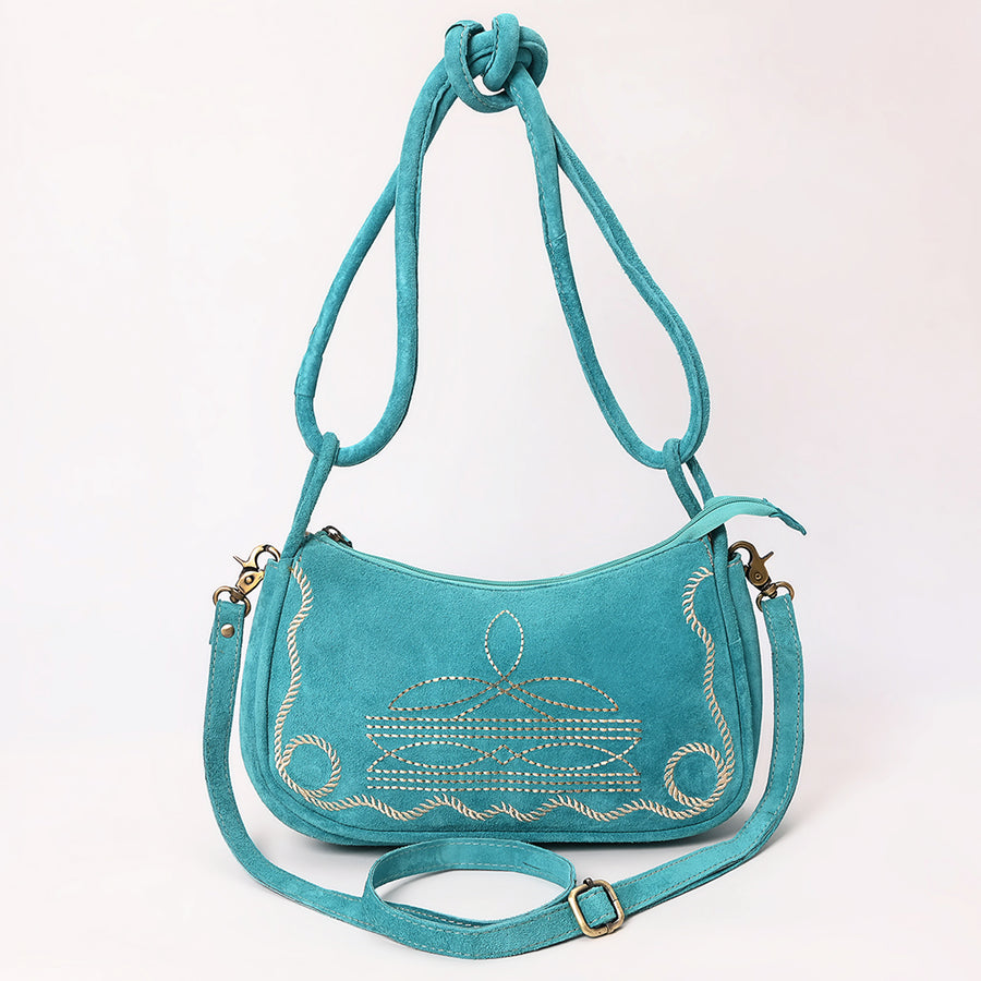 American Darling Boot Stitched Vegetable-Tanned Full Grain Genuine Suede Leather Cross body Bag with YKK Zipper