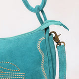 American Darling Boot Stitched Vegetable-Tanned Full Grain Genuine Suede Leather Cross body Bag with YKK Zipper