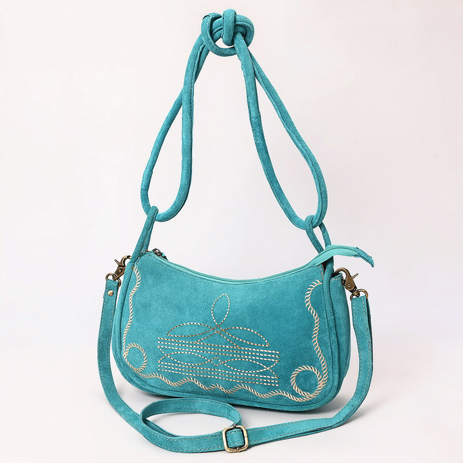 American Darling Boot Stitched Genuine Suede Leather Cross body Bag - Uhorse