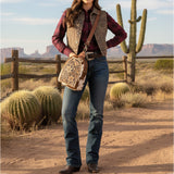 American Darling Hand Curved & Hair On Genuine Leather Sling Bag | Travel Jewelry Case