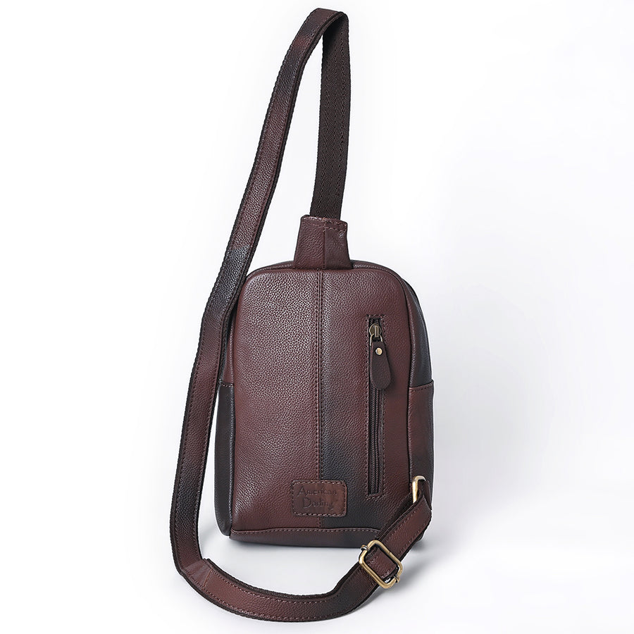 American Darling Hand Tooled Floral Carved Sling Bag Genuine Vegetable-Tanned Full Grain Leather Western Crossbody
