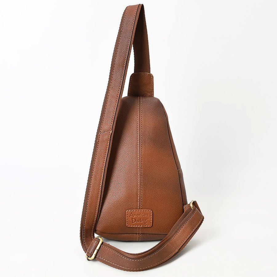 American Darling Hand Tooled Floral Carved Sling Bag Genuine Vegetable-Tanned Full Grain Leather Western Crossbody