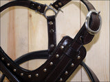 Large Leather Dog Harness Brown Genuine With Leash Hilason