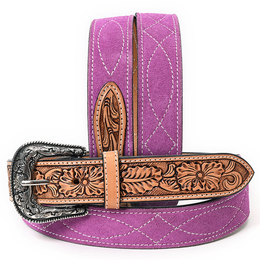 American Darling Beautifully Hand Tooled Genuine American Suede Leather Belt Men and Women - Uhorse