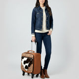 American Darling Travel Case Beautifully Hand Tooled Hair On Genuine Leather women's Trolley bag