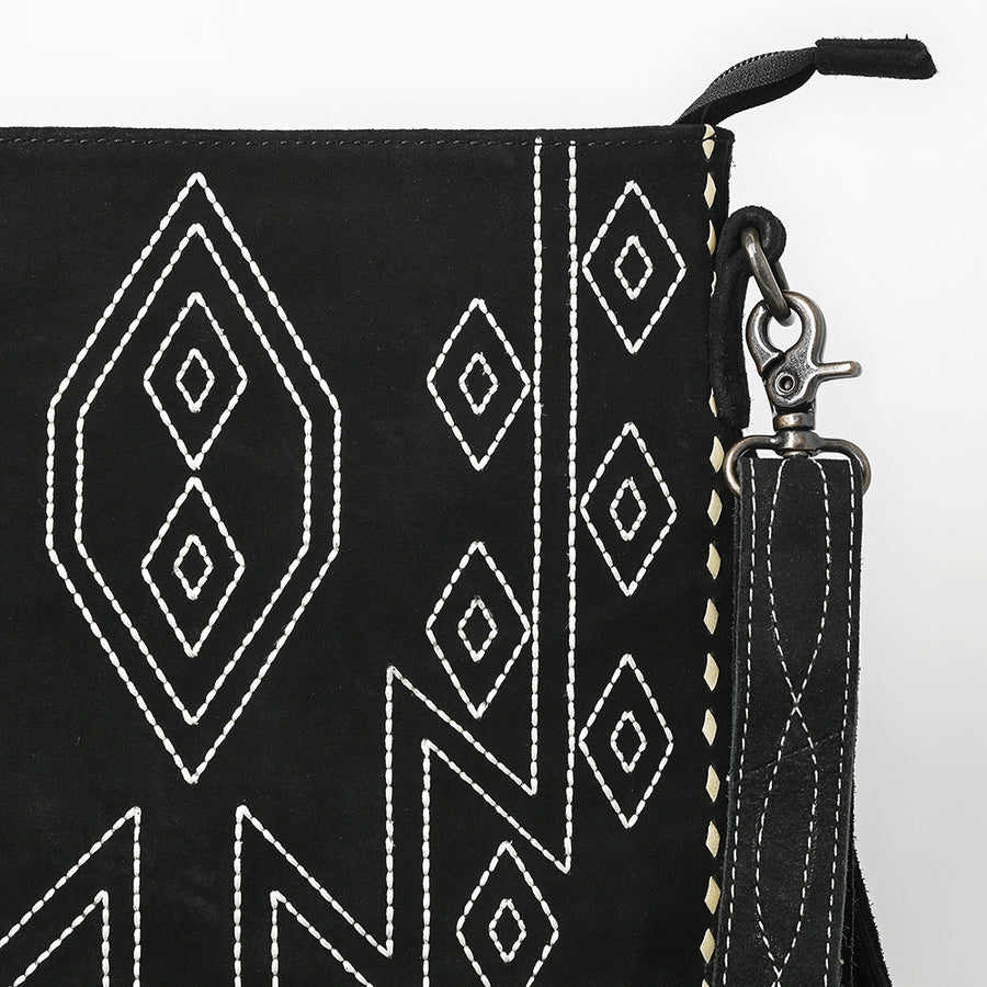 American Darling Western Large Crossbody Bag for Women with Fringe Handmade from Genuine Suede Leather Boot Stitched Design and Secure YKK Zipper