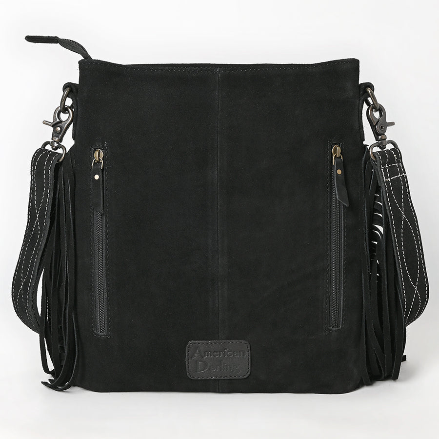 American Darling Western Large Crossbody Bag for Women with Fringe Handmade from Genuine Suede Leather Boot Stitched Design and Secure YKK Zipper
