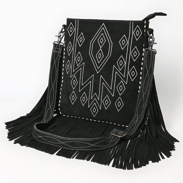 American Darling Western Leather Large Crossbody Bag with Fringe | Genuine Suede Handmade Purse - Uhorse