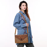 American Darling ADBG1623 Cross Body Hand Tooled Suede Genuine Western Leather Women Bag Western Handbag Purse