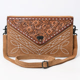 American Darling ADBG1623 Cross Body Hand Tooled Suede Genuine Western Leather Women Bag Western Handbag Purse