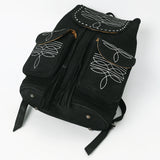 American Darling Backpack Genuine Western Suede Leather Women Bag Black