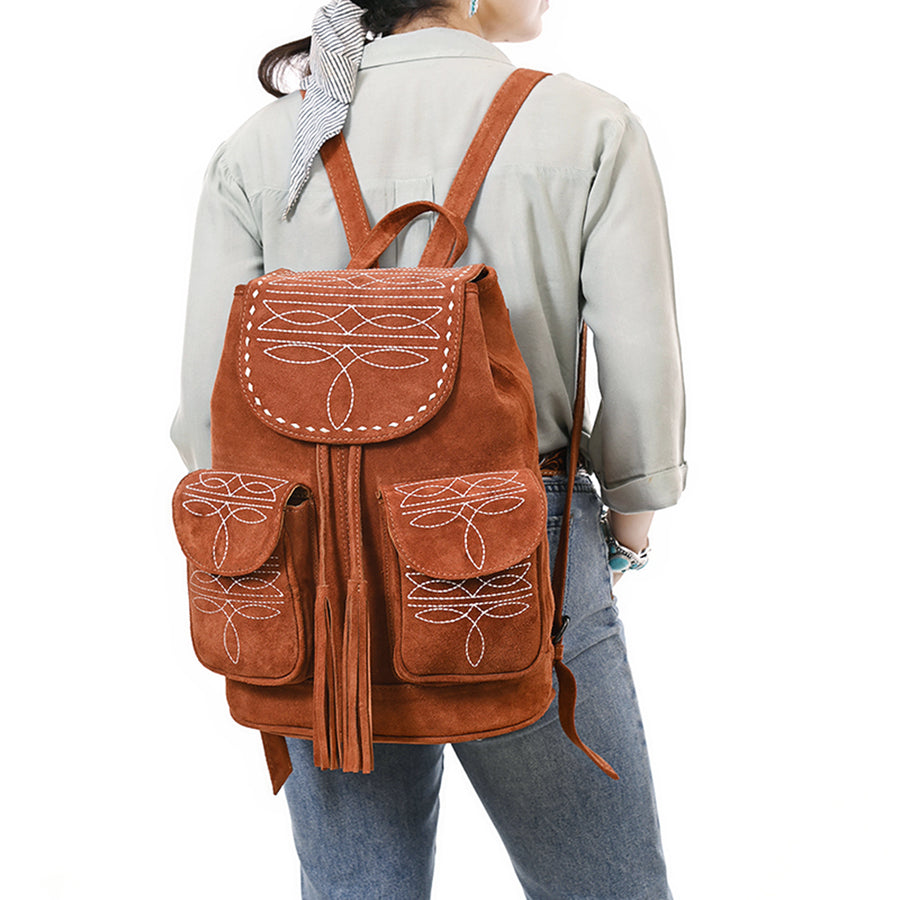 American Darling Backpack Suede Genuine Western Leather Women Bag Handbag Purse | for Laptop