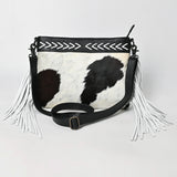 American Darling Hair-On Cowhide Western Crossbody Bag with Fringes, Genuine Leather Strap, Vegetable-Tanned Leather & YKK Zipper