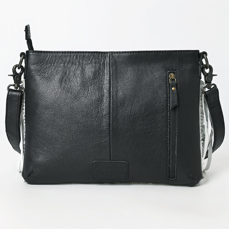 American Darling Hair-On Cowhide Western Crossbody Bag with Fringes, Genuine Leather Strap, Vegetable-Tanned Leather & YKK Zipper