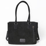 American Darling Western Genuine Suede Leather Tote Bag with Buck Stitch, Boot-Stitched Accents, Genuine Leather Trim & Well-Compartmentalized Interior