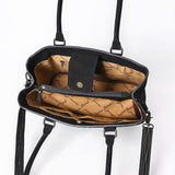 American Darling Western Genuine Suede Leather Tote Bag with Buck Stitch, Boot-Stitched Accents, Genuine Leather Trim & Well-Compartmentalized Interior