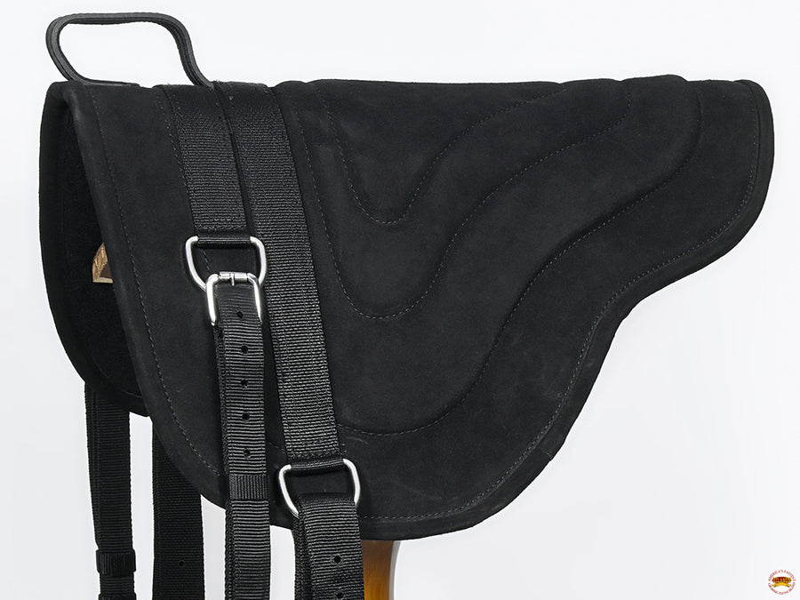 HILASON Horsemanship Leather Bareback Western Treeless Saddle Pad Black | Pads Baretek Riding for Horses